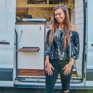 Off-Shoulder Velvet Shirt